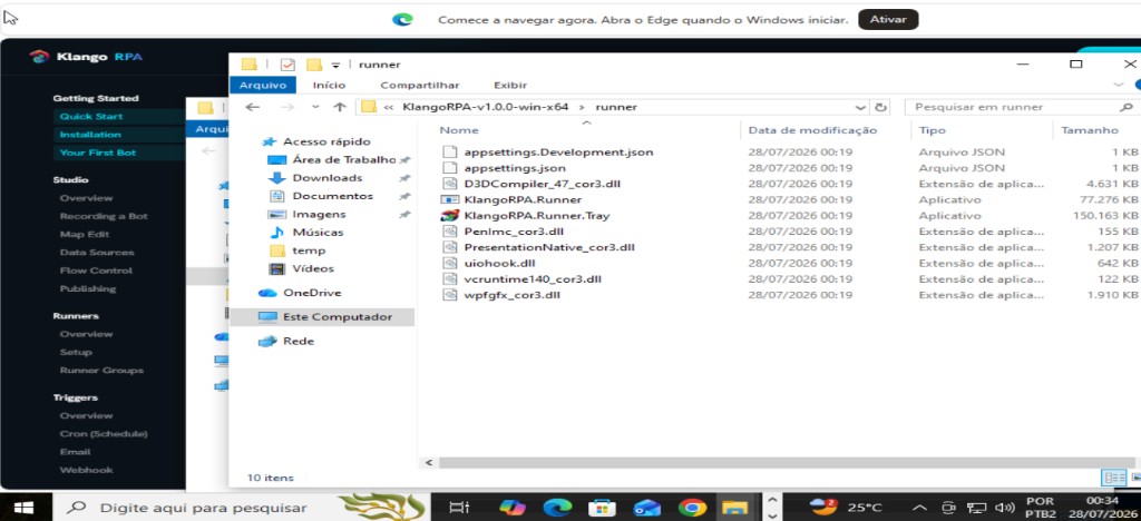 File Explorer showing KlangoRPA.Runner.Tray.exe next to KlangoRPA.Runner.exe